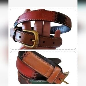 Vintage whipstitched multi‎ color leather belt S/M